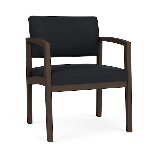 Lesro Lenox Wood Wide Guest Chair Wood Frame, Mocha, MD Black Upholstery LW1201 - main